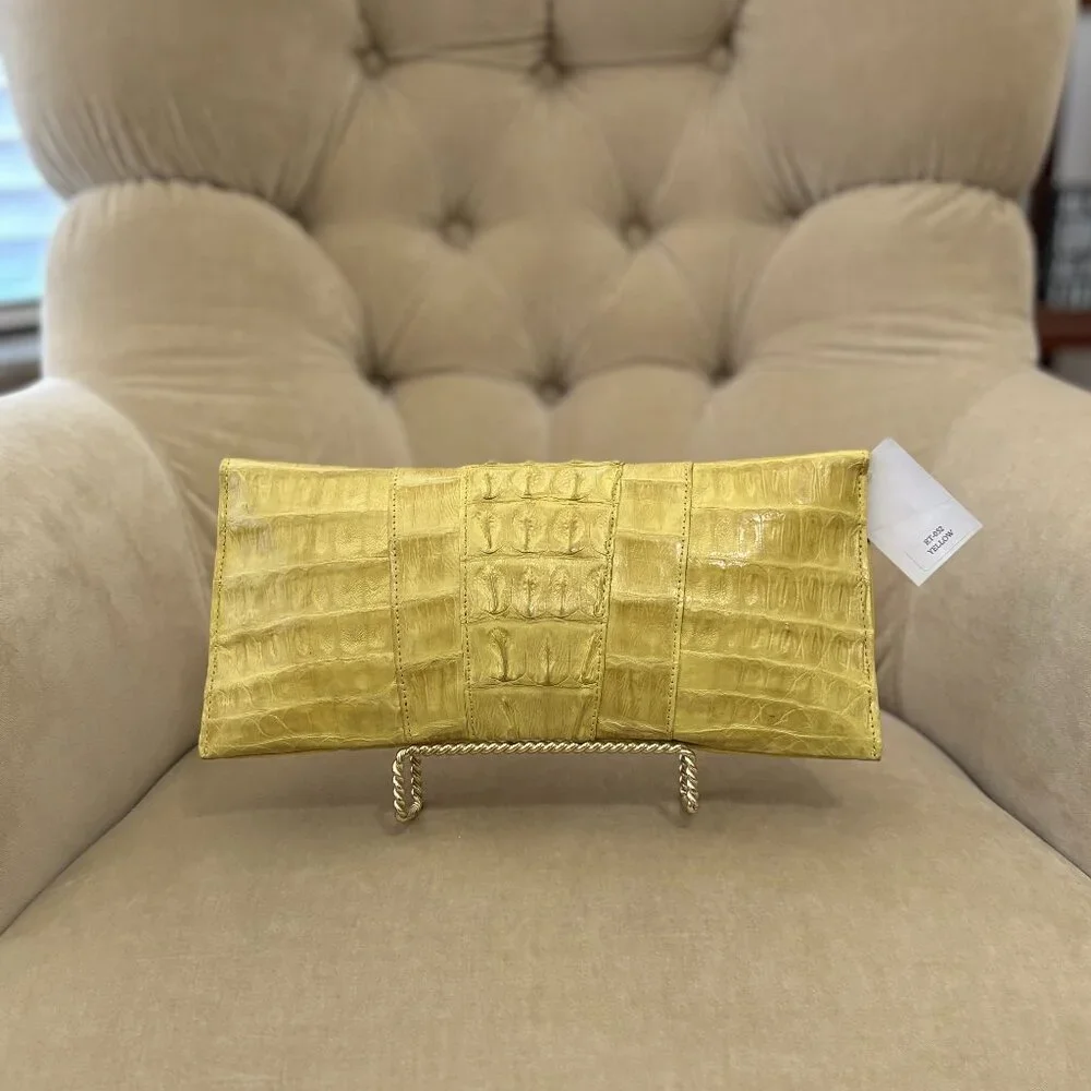 NEW Auth BYRON NEW YORK Genuine Crocodile Slim Flap Clutch Bag...GORGEOUS! - Picture 4 of 6